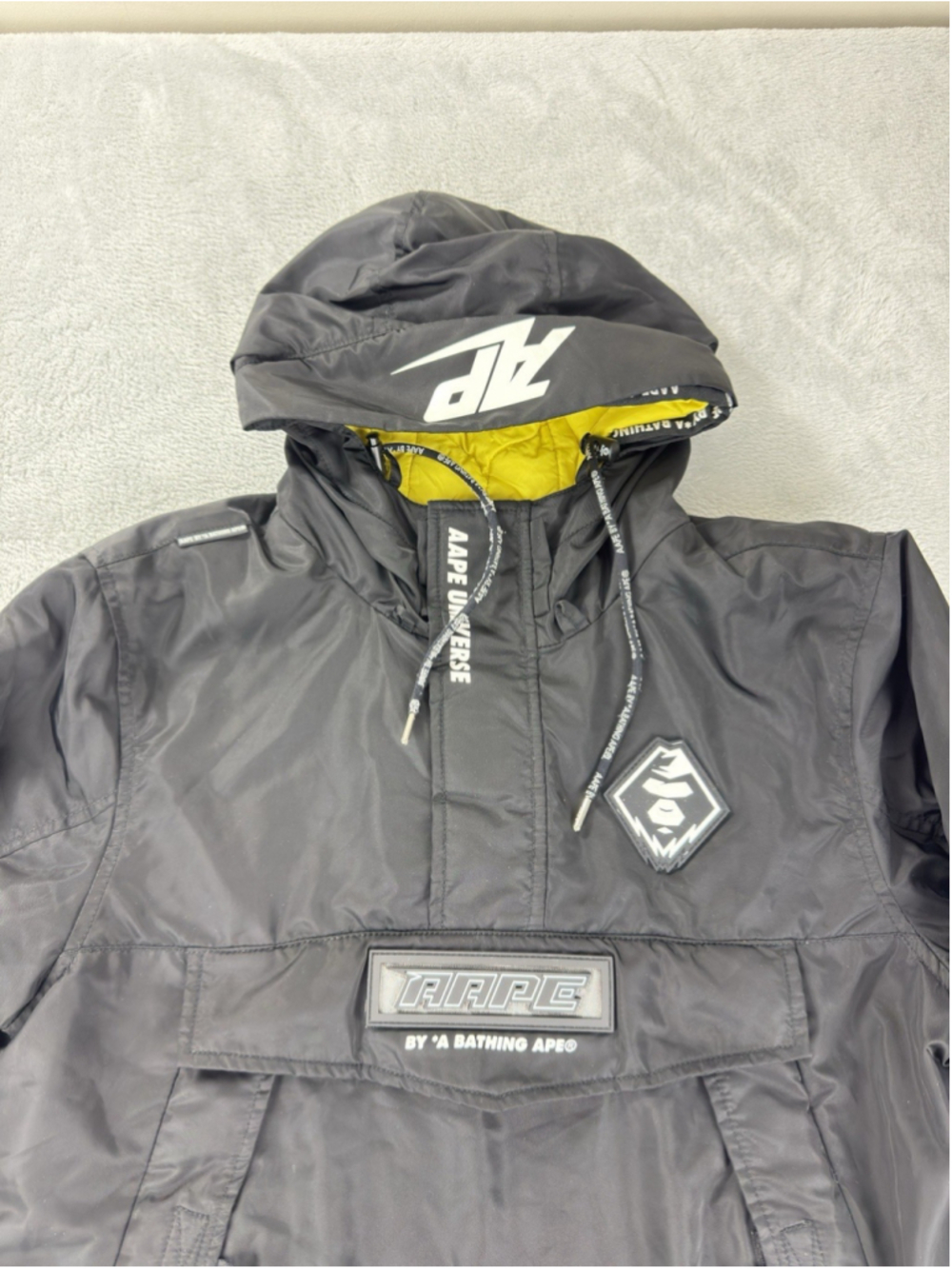 Aape By A Bathing Ape Men's Large Black Pullover Anorak Jacket - Picture 16 of 16